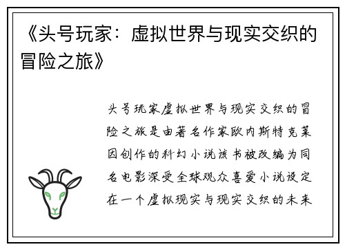 《头号玩家：虚拟世界与现实交织的冒险之旅》